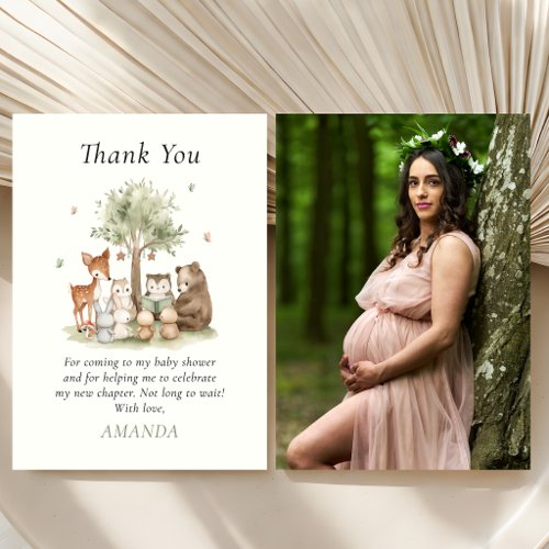 Gender Neutral Woodland Animals Baby Shower Photo Thank You Card