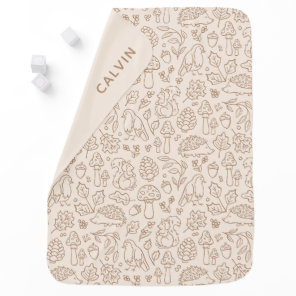 Gender Neutral Woodland Animals Fall Forest Name Baby Blanket