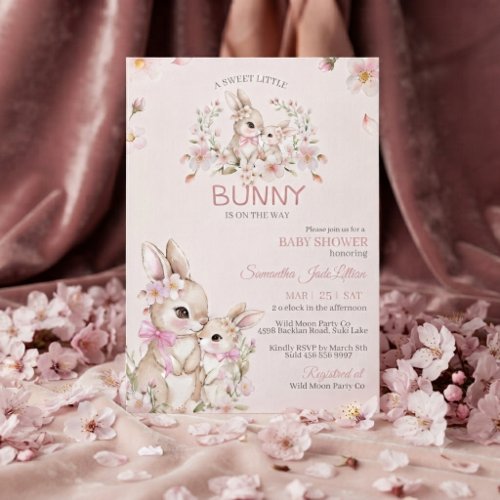 Gender Neutral Woodland Bunny Baby Shower Invitation