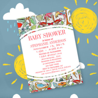 Gender Neutral Woodland Creatures Baby Shower Invitation