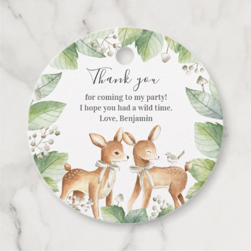 Gender Neutral Woodland Deer Twins Baby Shower Favor Tags