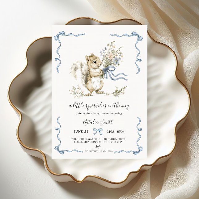 Gender Neutral Woodland Squirrel Baby Shower Invitation (Creator Uploaded)
