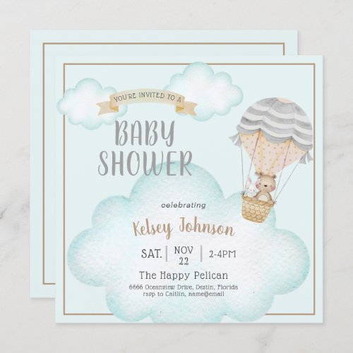 Gender Neutral Woodland Teddy Bear Fun Baby Shower Invitation