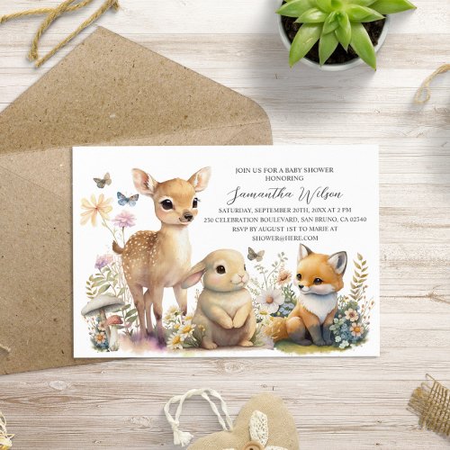 Gender Neutral Woodland Wild Baby Shower Invitatio Invitation