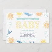 Gender Neutral Yellow Aqua Citrus Baby Shower Invitation (Front)