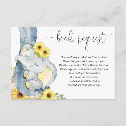 Gender neutral yellow elephant book instead card