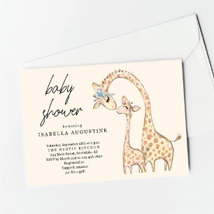 Gender Neutral Yellow Giraffe Baby Shower Invitation