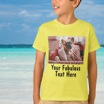 Gender neutral Yellow Personalized Photo and Text T-Shirt<br><div class="desc">Personalized Photo and Text cute Kids Gender neutral Yellow Tshirts,  avaiable in any colors.</div>