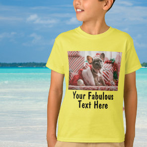 Gender neutral Yellow Personalized Photo and Text T-Shirt