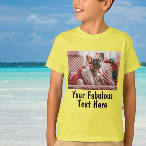 Gender neutral Yellow Personalized Photo and Text T_Shirt