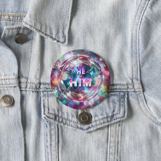 Gender Pronouns He/Him Digital Art Button (In Situ)
