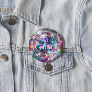 Gender Pronouns He/Him Digital Art Button