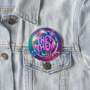 Gender Pronouns They/Them Digital Art Button