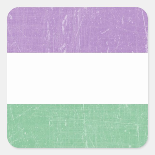 Gender Queer Purple, Green and White  Square Sticker (Front)