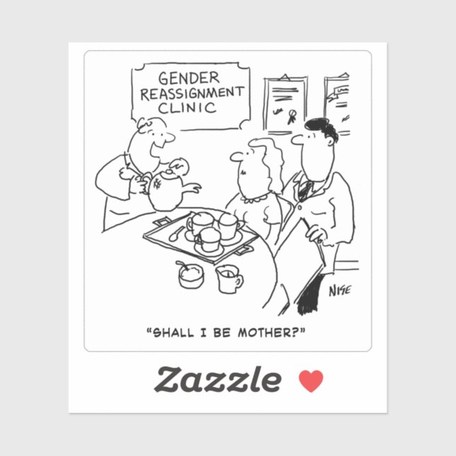 Gender Reassignment Cartoon. Sticker (Sheet)