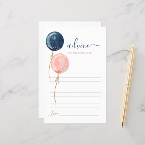 Gender Reveal Advice for Mom To Be card