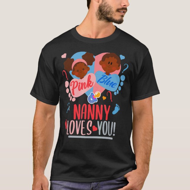 Gender Reveal African American Pink or blue NANNY  T-Shirt (Front)