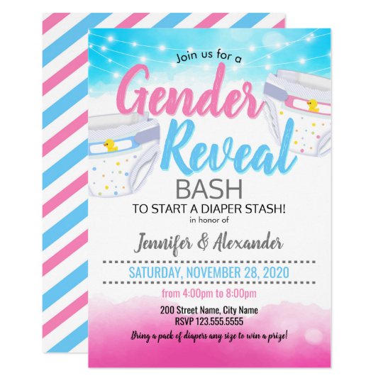 Gender Reveal and diaper shower Invitation