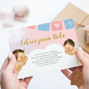 Gender reveal angel books for baby card