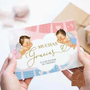 Gender reveal angel thank you card