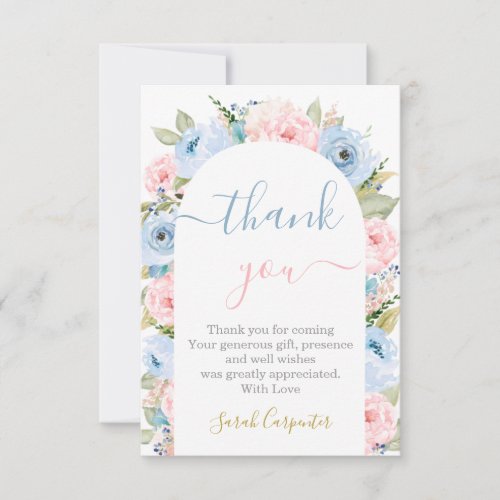 Gender Reveal Arch thank you Note Card