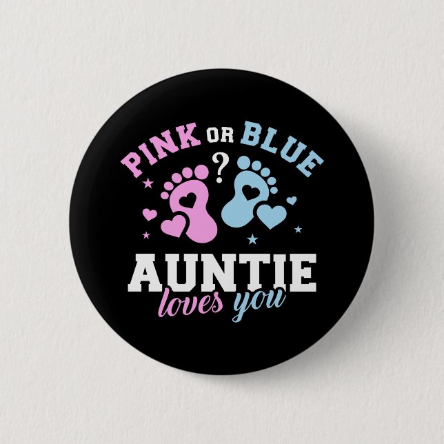Gender reveal auntie aunt button (Front)