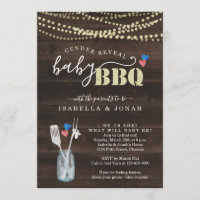 Gender Reveal Baby BBQ Invitation  Baby Q Barbeque