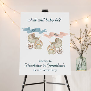 Gender Reveal Baby Bunny Pink or Blue Foam Board