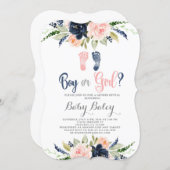 Gender reveal baby footprint baby shower invitation (Front/Back)