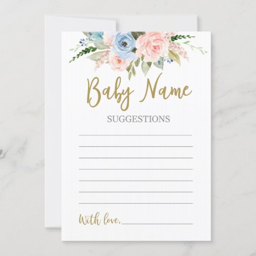 Gender Reveal Baby Name suggestions Invitation
