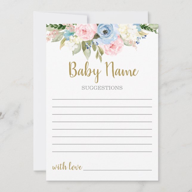 Gender Reveal Baby Name suggestions Invitation (Front)