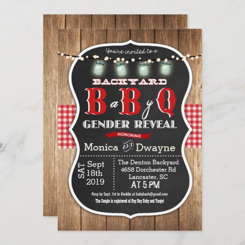 Gender Reveal Baby Q BBQ Invitation