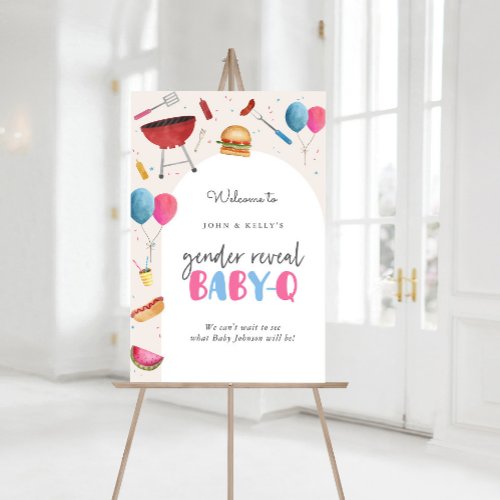 Gender Reveal Baby_Q BBQ Welcome Poster Sign