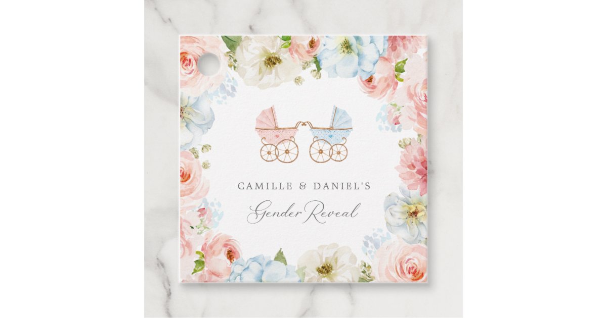 Gender Reveal Baby Shower Blue and Pink Thank you Favor Tags | Zazzle