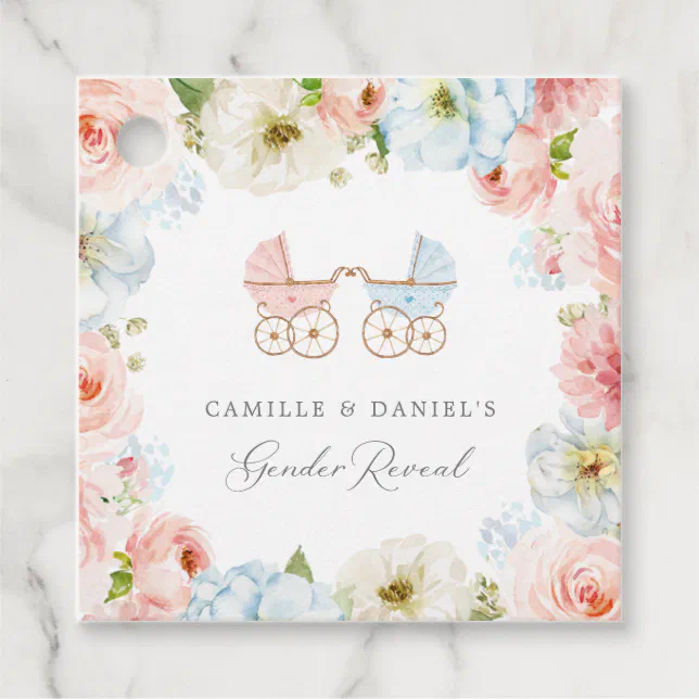 Gender Reveal Baby Shower Blue and Pink Thank you Favor Tags | Zazzle