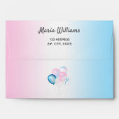 Gender reveal baby shower blue pink balloons envelope | Zazzle