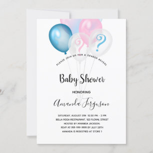Gender reveal baby shower blue pink boy girl invitation