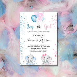 Gender reveal baby shower blue pink boy girl  invitation