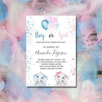 Gender Reveal Baby Shower Blue Pink Boy Girl  Invitation by EllenMariesParty at Zazzle