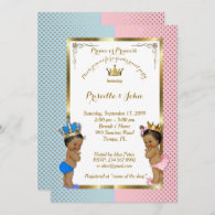 Gender Reveal Baby Shower, blue, pink, gold 2 Invitation