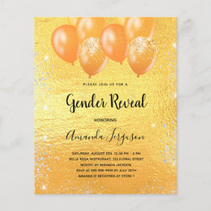 Gender reveal baby shower boy girl gold invitation