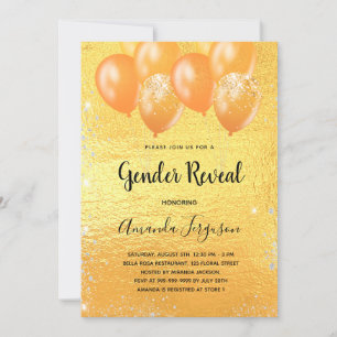 Gender reveal baby shower boy girl gold invitation
