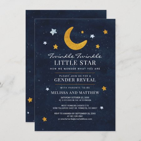 Gender Reveal Baby Shower Boy Girl Moon Stars Invitation | 394184