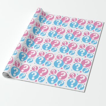 Gender reveal baby shower boy girl question mark wrapping paper
