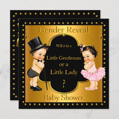 Gender Reveal Baby Shower Boy or Girl Lt Brunette Invitation