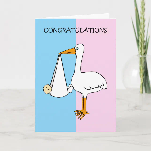 Gender Reveal Baby Shower Congratulations Card 