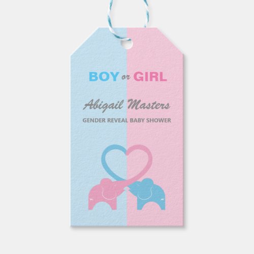 Gender Reveal Baby Shower Elephant Gift Tags