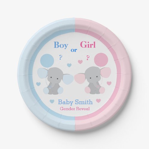Gender Reveal Baby Shower Elephant Sprinkle Party Paper Plates