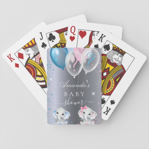 Gender reveal baby shower elephants poker cards