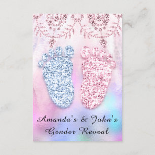 Gender Reveal Baby Shower Feet Girl Boy Pink Blue Invitation